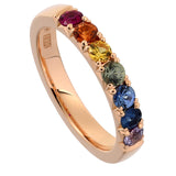AURORA RAINBOW - Alliance ring in red gold with colorful gemstones