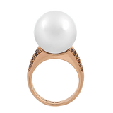 ROYAL PEARL RING - RED GOLD ( Black / White pearl )