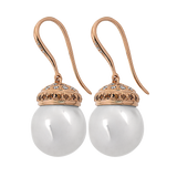 ROYAL PEARL EARRINGS - White pearls & red gold