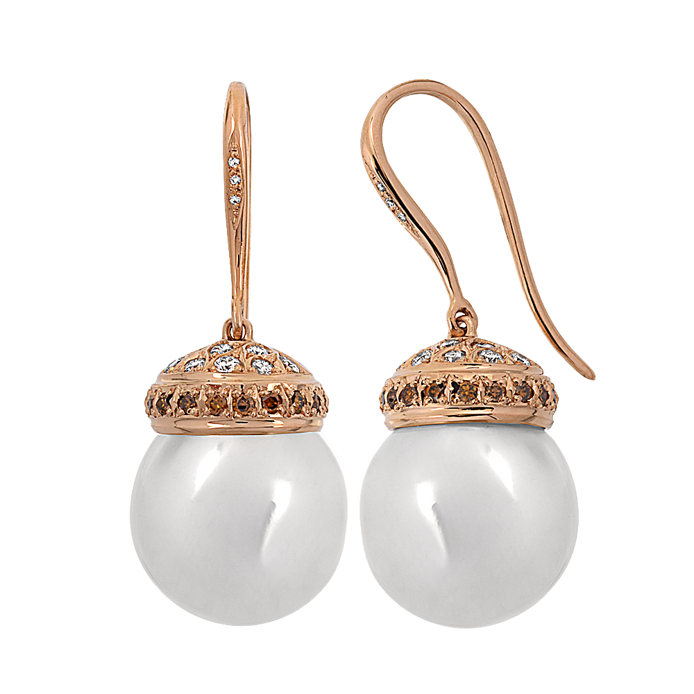 ROYAL PEARL EARRINGS White pearls red gold