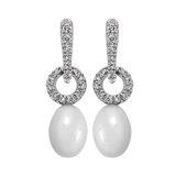 BELL - White pearl earrings in 18k white gold