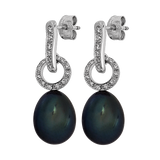 BELL - Black pearl earrings in 18k white gold