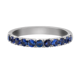 AURORA BLUE - Half alliance ring in white gold covered with blue sapphires