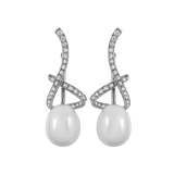 INFINITY - Earrings with white pearls & diamonds