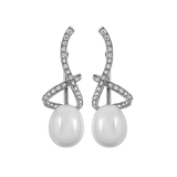 INFINITY - Earrings with white pearls & diamonds