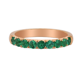 AURORA EMERALD - Half alliance ring in 18k red gold covered with green emeralds