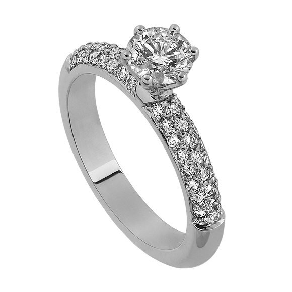 GLORIA ENGAGEMENT  -  Central stone & 48 side diamonds in three rows